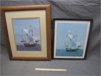 Pair of Vintage Maryland Framed Ships Pictures