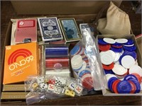 Large lot of cards, poker chips and dice
