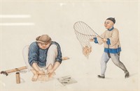 China Trade 19th C. Watercolour Oriental w/ COA