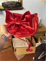 girls red velvet with bow purse