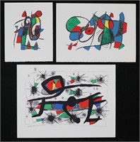 After Joan Miro 3 Lithographs Abstracts