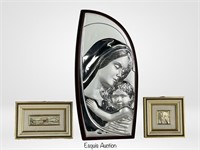 Italian Sterling Silver Madonna & Child Art Plaque