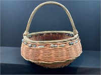 Primitive Wicker Basket with Wooden Beads