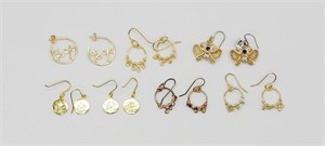 (7) PAIRS OF STERLING GOLD TONE EARRINGS