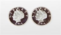 2 SILVER NORFED LIBERTY 1 OZ.999 SILVER ROUNDS