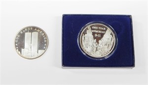 TWO (2) SEPTEMBER 11 MEMORIAL .999 SILVER ROUNDS