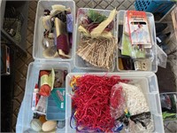 5 Totes of Craft Supplies - Raffia, Colored