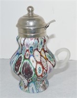 Murano Millefiori syrup pitcher, 5 1/2"