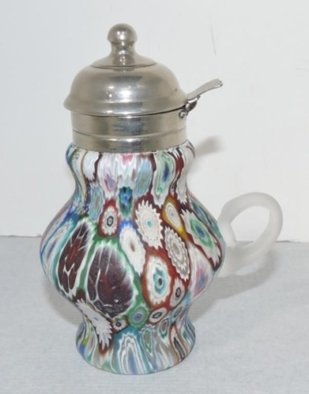 Murano Millefiori syrup pitcher, 5 1/2"