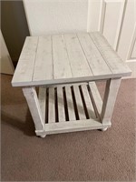 White Wood Square Side Table