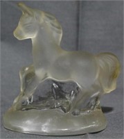 Satin Glass Horse Figurine 3.5"
