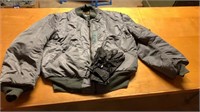 Vintage USAF flight jacket & leather gloves (LG)