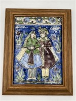 Persian Tile Tag states 16th Century Framed