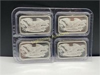 FOUR .999 FINE SILVER BARS BY SILVERTOWNE MINT