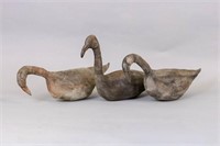 Lot of 3 Early Canvas Decoys by Unknown Maker,