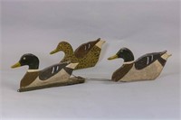 Early Set of Silhouette Mallard Decoys, 3 in Set,