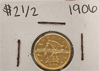 279 - 1906 $2.5 GOLD COIN (105)