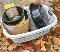 Laundry basket and garden supplies