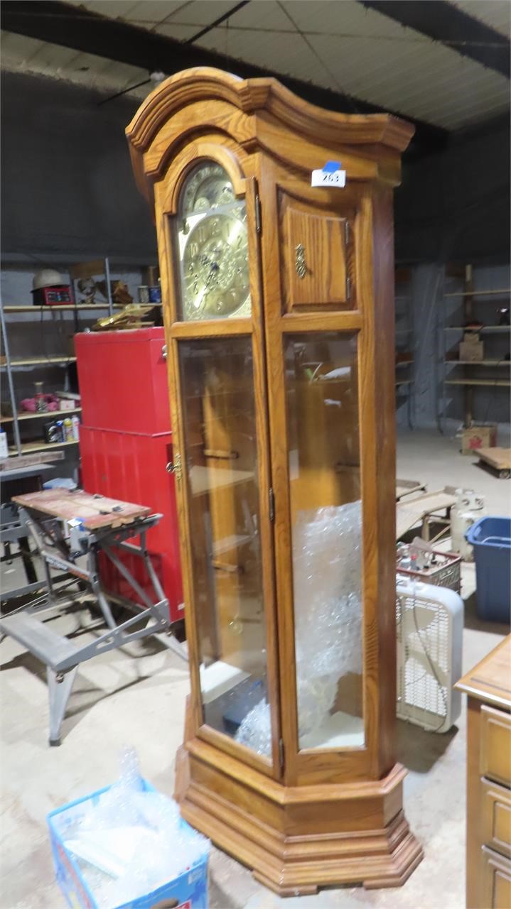 grandfather clock with display cabinet base