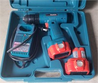 Makita 9.6 Volt Drill, Two Batteries and Charger