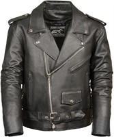 Event Biker Leather Men's Basic Motorcycle Jacket)
