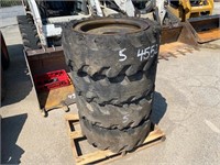 (4) SOLID TIRES W/ RIMS