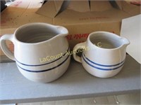 2 stoneware pitchers