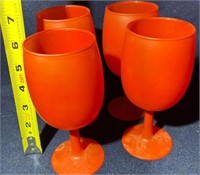 1960's Rainbow Orange Wine Glasses