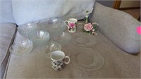 GLASSWARE- DECORATIVE COFFEE CUPS- FLORAL