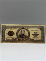 $5 Abe Lincoln Note 24K Gold Foil Plated