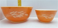 2 HARVEST WHEAT PYREX MIXING BOWLS-