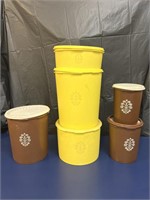 Tupperware - Brown and yellow storage containers