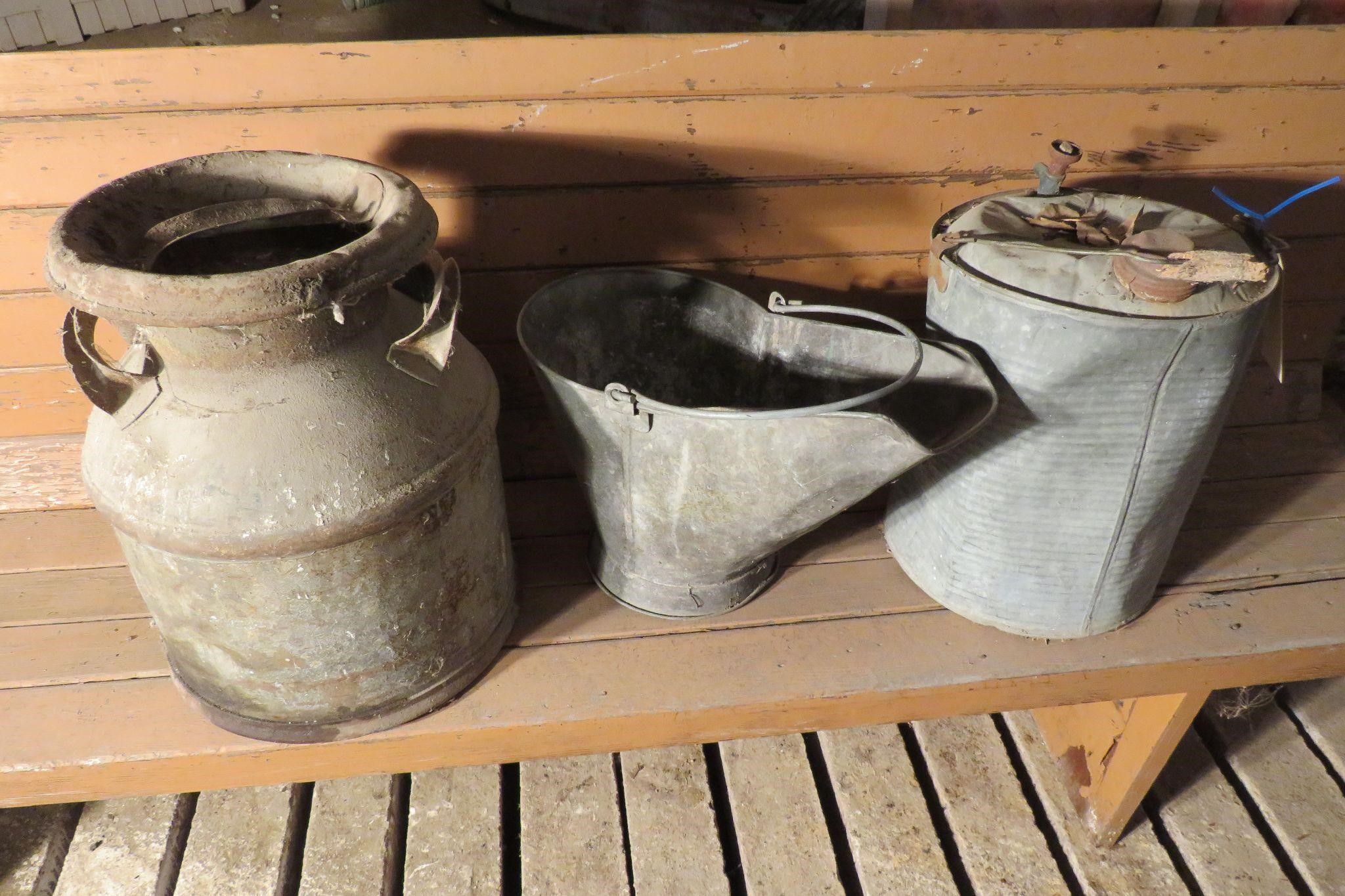 COAL PAIL / CREAM CAN / VINTAGE GAS CAN