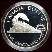 1986 Canada Proof Silver Dollar MIB Train