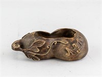 Chinese Wood Carved Gourd Waterpot