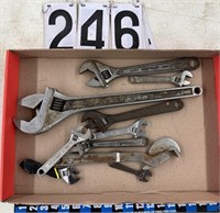 Flat of Crescent wrenches 18”,12”,16”, plus more