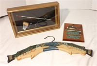 Lot w/ Fishing hanger, Shadowbox miniature, vtg