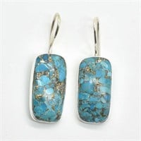 S/Sil Blue Copper Muhave Turquoise(28.15ct) Earri