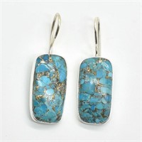 S/Sil Blue Copper Muhave Turquoise(28.15ct) Earri