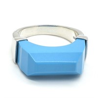 S/Sil Turquoise Men Made(15.5ct) Ring