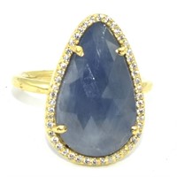 S/Sil Blue Sapphire Cz(9.2ct) Ring