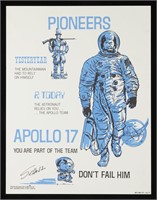 Signed Charles Schulz NASA Apollo 17 Poster