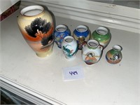 Occupied Japan porcelain mini vases handpainted