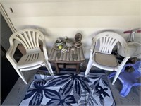 Outdoor Chairs and Wood Side Table