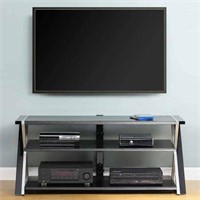 Whalen Black TV Stand  60 with Glass Shelves