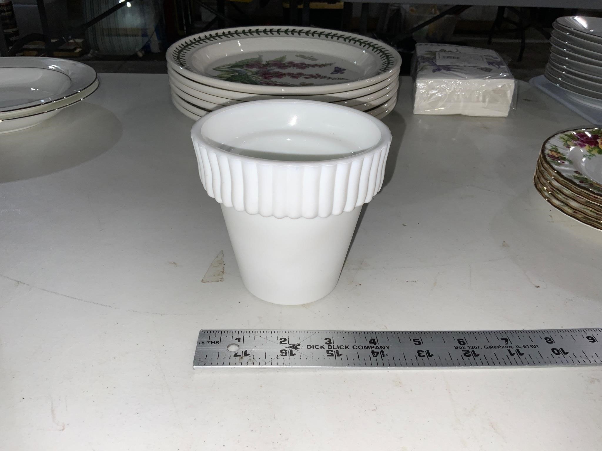 Milk Glass Style vintage flower pot -