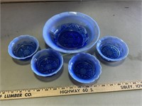 Blue glass Berry set