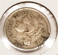 1887 Three Cent VG