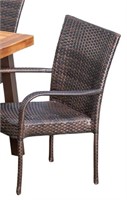 Wicker Chairs in Brown and Iron Legs - 2pcs