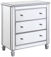 3 Drawers 33" Bedside Cabinet - Silver Finish